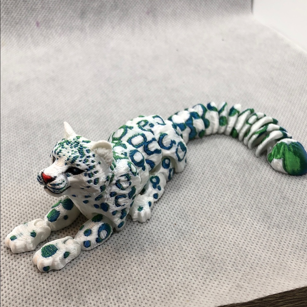 White & Green Spotted Stretchy snow leopard